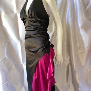 black and hot pink ball gown